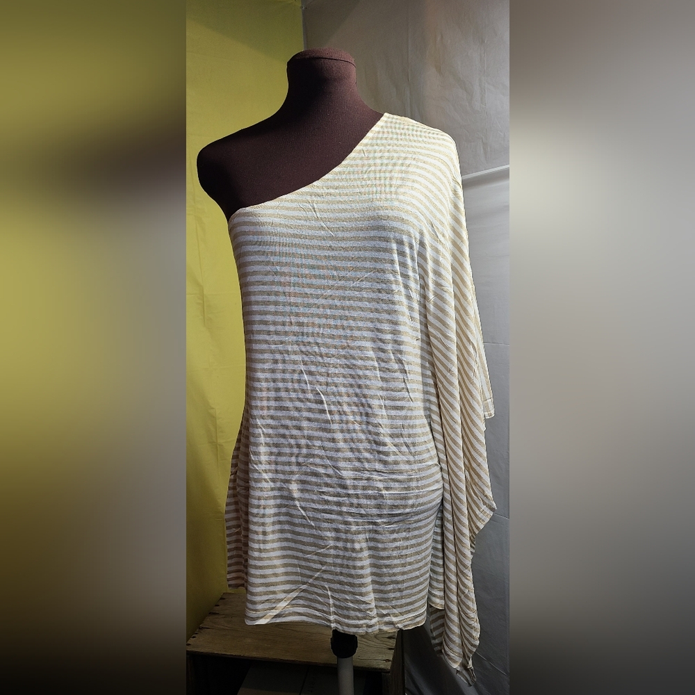 VTG NWT NY&Co Women's Striped One-Shoulder Dressy Sleeveless Shirt Sz  XL